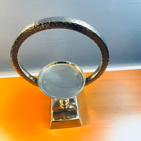 Beautiful Silverplate Circular Hammered Candle Holder, Centerpiece Candle Holder - Picture 6 of 12